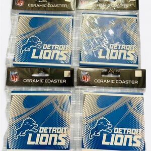 NFL Detroit Lions Blue Ceramic Coaster Set